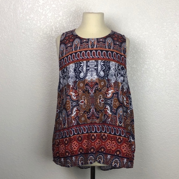 Elodie Tops - Elodie Brand - Patterned Tank Top Shirt ((Large))